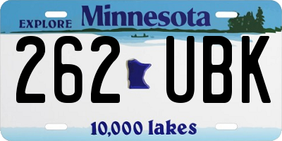 MN license plate 262UBK