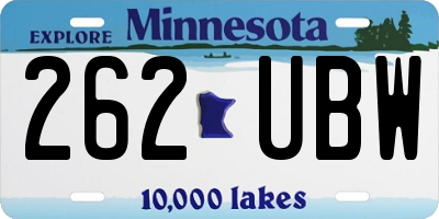 MN license plate 262UBW