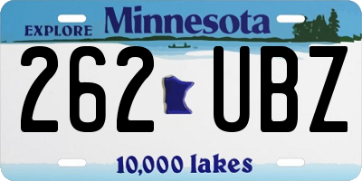 MN license plate 262UBZ