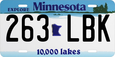 MN license plate 263LBK