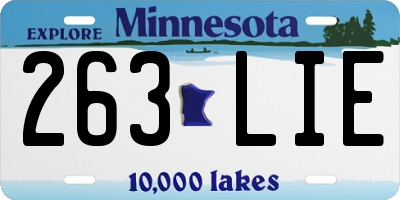MN license plate 263LIE