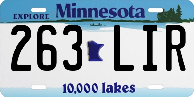 MN license plate 263LIR