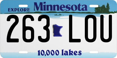 MN license plate 263LOU