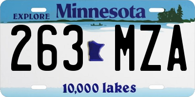 MN license plate 263MZA