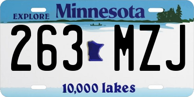 MN license plate 263MZJ