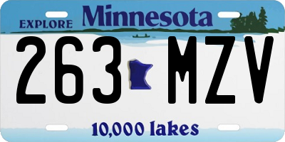MN license plate 263MZV