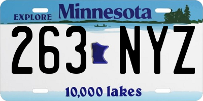MN license plate 263NYZ