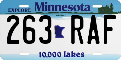 MN license plate 263RAF