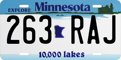 MN license plate 263RAJ
