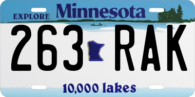 MN license plate 263RAK