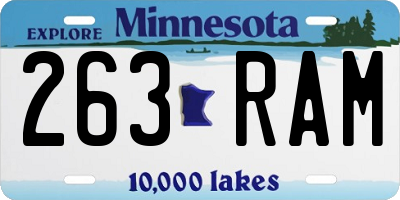 MN license plate 263RAM