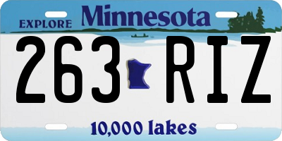 MN license plate 263RIZ