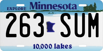 MN license plate 263SUM