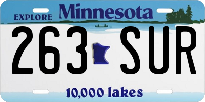 MN license plate 263SUR