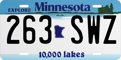 MN license plate 263SWZ