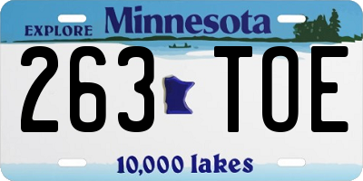 MN license plate 263TOE