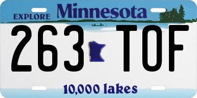 MN license plate 263TOF