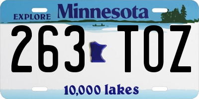 MN license plate 263TOZ