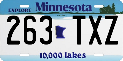 MN license plate 263TXZ