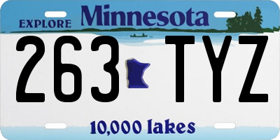 MN license plate 263TYZ