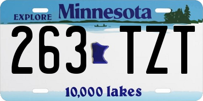 MN license plate 263TZT