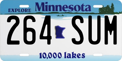 MN license plate 264SUM