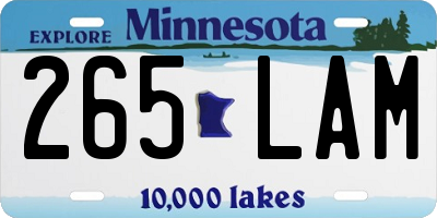 MN license plate 265LAM