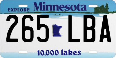 MN license plate 265LBA