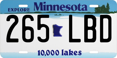MN license plate 265LBD