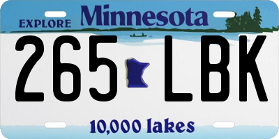 MN license plate 265LBK