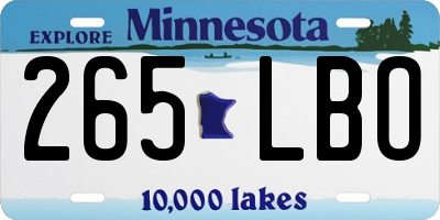 MN license plate 265LBO