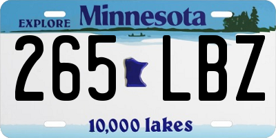MN license plate 265LBZ