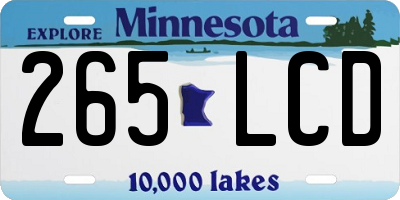 MN license plate 265LCD