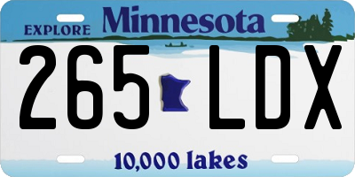 MN license plate 265LDX