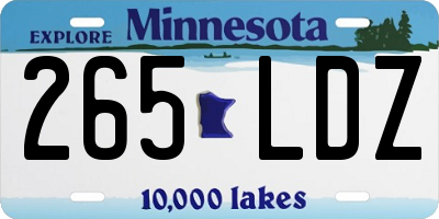MN license plate 265LDZ