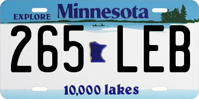 MN license plate 265LEB