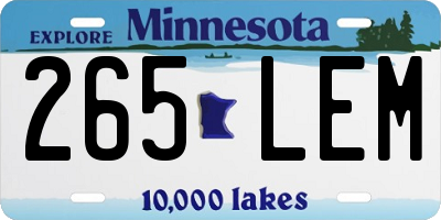 MN license plate 265LEM