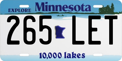 MN license plate 265LET