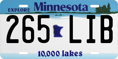 MN license plate 265LIB