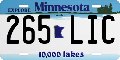 MN license plate 265LIC