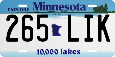 MN license plate 265LIK