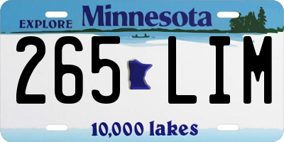 MN license plate 265LIM