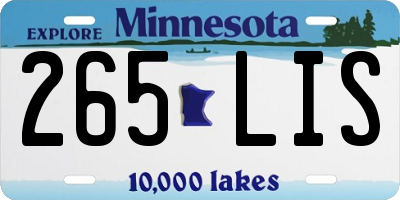 MN license plate 265LIS