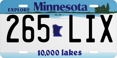 MN license plate 265LIX