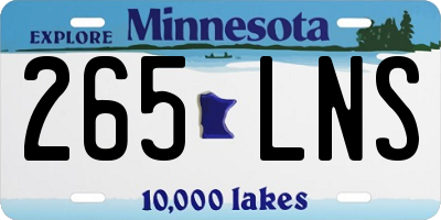MN license plate 265LNS