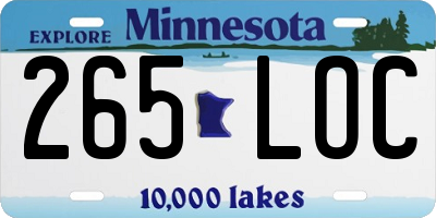 MN license plate 265LOC