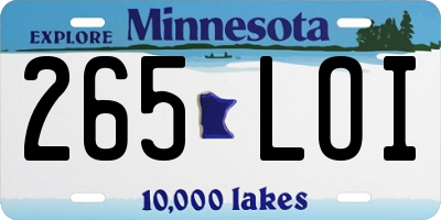 MN license plate 265LOI