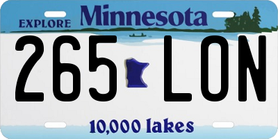 MN license plate 265LON