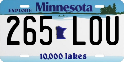 MN license plate 265LOU