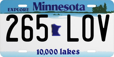 MN license plate 265LOV